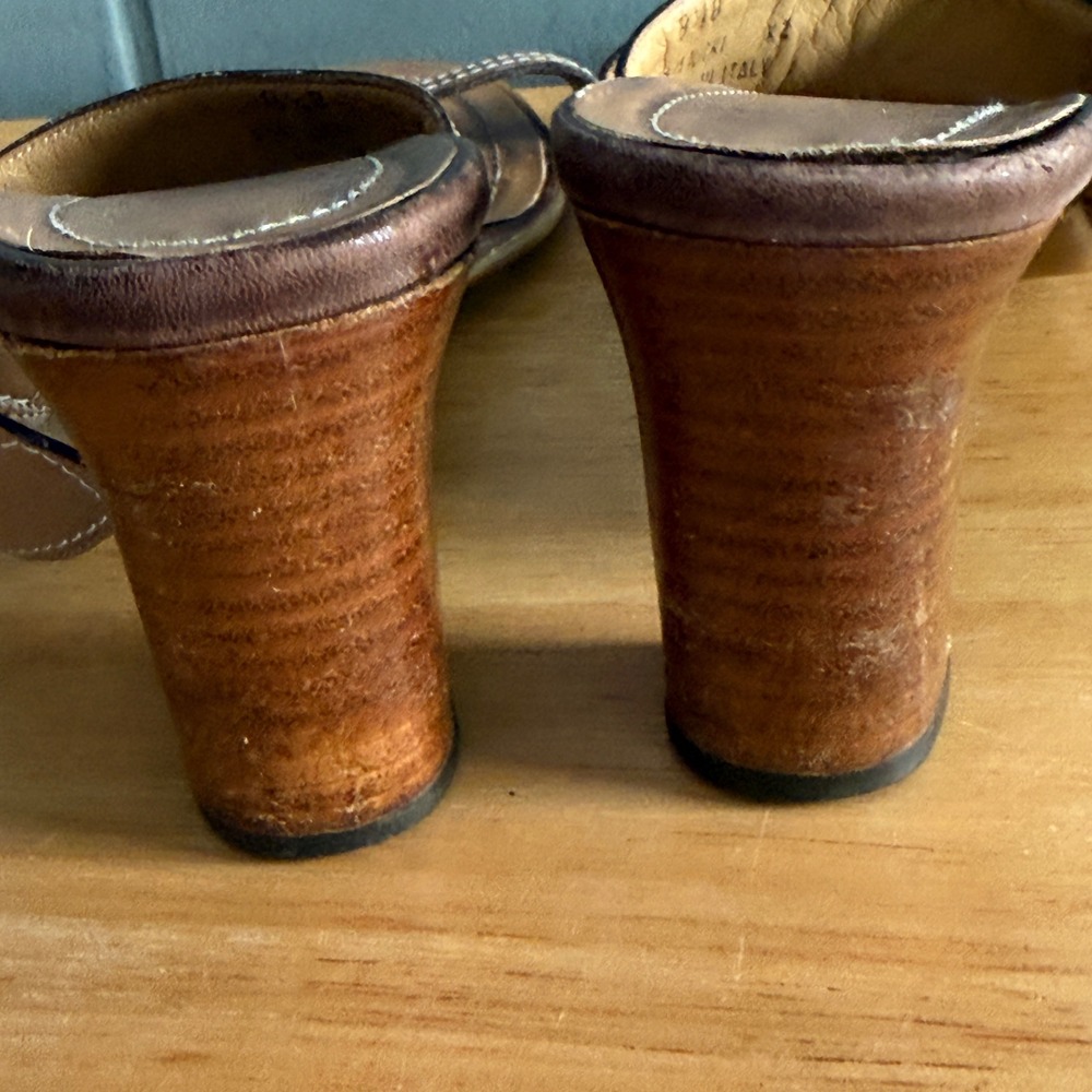 Vintage Coach Leatherware Nicki Nikki Block Heel Sandals Made in Italy Size 8.5B - Picture 7 of 8